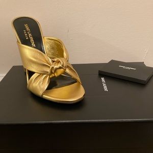 Saint Laurent Bianca Gold Knotted Mule